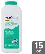 Equate Pure Cornstarch Baby Powder Aloe Vera and Vitamin E (15 oz 2 Pack)