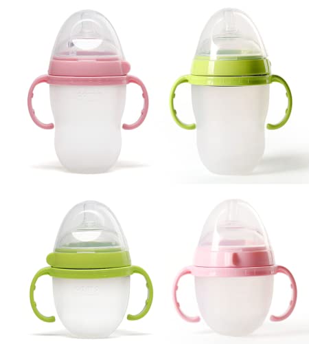 Bottle Handles Grip Compatible for Comotomo Baby Feeding Bottle (2 Count, Pink)
