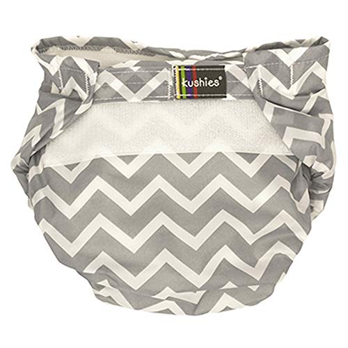 Kushies Infant Single Diaper, Grey Chevron