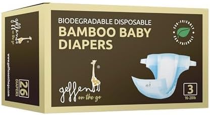 Geffen Baby - Biodegradable Bamboo Baby Diapers, Size 3, Master Box (4-Packs), 104 Total Pieces | Sustainable, Hypoallergenic, & Super Absorbent | Bamboo Viscose Fiber for Delicate Skin