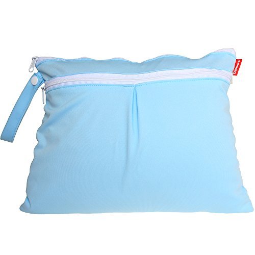 Damero 2Pack Waterproof Wet Bag, Reusable Wet Dry Bag Organizer for Travel, Beach, Diapers, Breast Pump Parts and Wet Swimsuits, Green+Blue