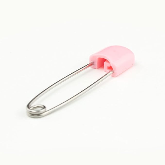 OsoCozy Diaper Pins - {Pink} - Sturdy, Stainless Steel Diaper Pins with Safe Locking Closures - Use for Special Events, Crafts or Colorful Laundry Pins , 8 Count (Pack of 1)