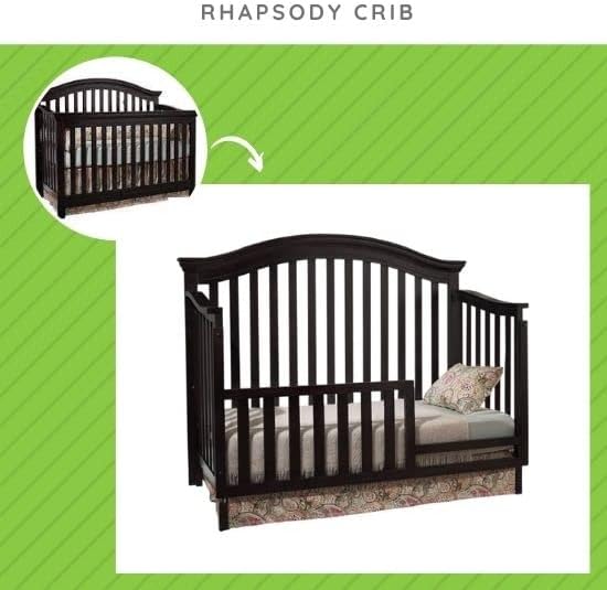 Toddler Bed Safety Guard Rail for Munire & Echelon Convertible Cribs - Solid Wood Rail for Convertible Crib to Toddler Bed Conversion - Safety Bed Rail for Children (Espresso)