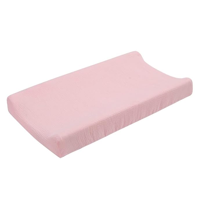 Cotton Changing Pad Cover,Unisex Diaper Change Table Sheet Ultra Soft Diaper Change Table Pad Cover Washable Changing Pad Sheets for Newborn,32in x 16in x 5in,Light Pink