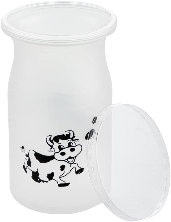 Restaurantware 5 Ounce Yogurt Jars 100 Disposable Pudding Containers - Cow Print Pop-Off Lids Included Clear Plastic Chia Pudding Jars For Snacks Spices And Desserts