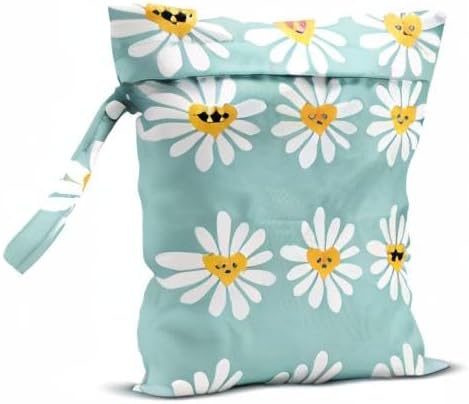 Wet Bag, Wet Dry Bag, Wet Bag for Swimsuit, Travel, Beach, Pool, Diapers, Dirty Yoga Gym Clothes, Makeup Bag, Waterproof Flower Face Hippie Decor