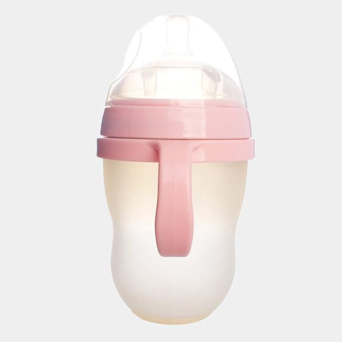 2 Pack Baby Bottle Holder Feeding Bottles for Comotomo Easy Cleaning 2 Count (Pink/Green) Easy Grip Plasic Handles Feeding Bottle Handles Bottle Handles for Baby Baby Bottle Handles Baby Bottle Baby
