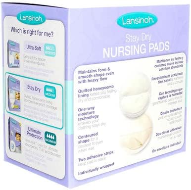 Lansinoh Stay Dry Nursing Pads Medium 36 Each (Pack of 8)