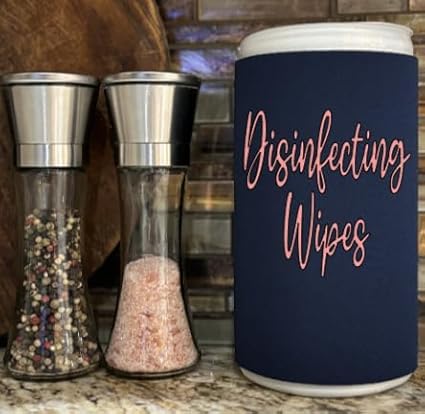 Rose Gold Script Decorative Cleaning Wipe Covers (Navy, Large)