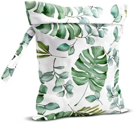 Wet Bag, Wet Dry Bag, Wet Bag for Swimsuit, Travel, Beach, Pool, Diapers, Dirty Yoga Gym Clothes, Makeup Bag, Waterproof Reusable Home Sweet Home Eucalyptus Leaf