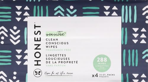 The Honest Company Hypoallergenic Multi-Use Baby Wipes for Sensitive Baby Skin, Balance Blues, 288 Count (Pack of 3)