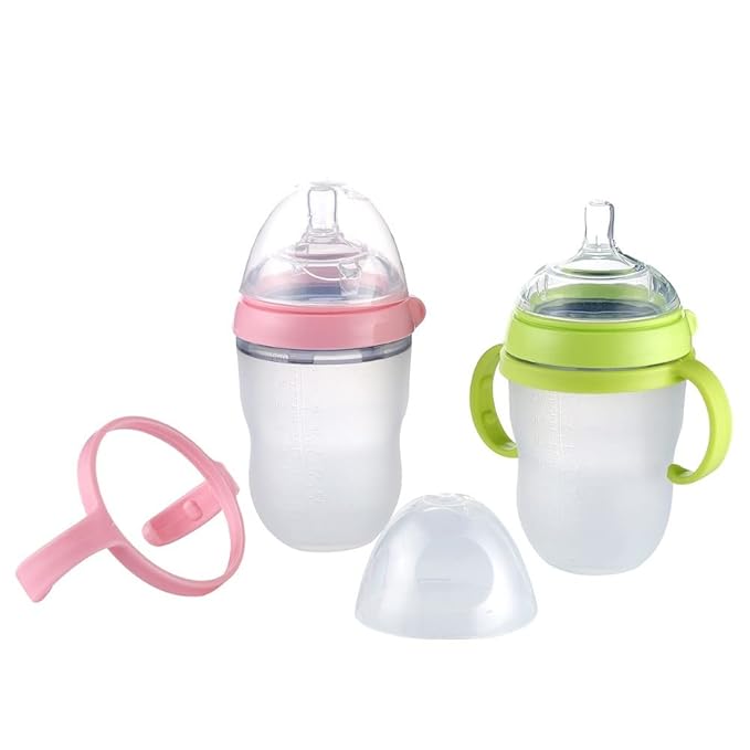 Bottle Handles Grip Compatible for Comotomo Baby Feeding Bottle (2 Count, Green)