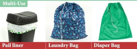 OsoCozy Cloth Diaper Pail Liner - Reusable, Washable, Waterproof Wet Bag with Drawstring. Excellent for Diaper Pails, Garbage Cans, Laundry, Recycling and Storage - Aqua Green