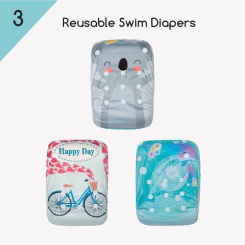 KaWaii Baby Swim Diapers, 3-Pack Washable Reusable One Size (10-40 lbs) Boy & Girl Swimming Lessons Water Activities #2