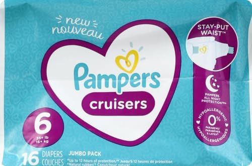 PAMPERS CRUISERS STAGE 6 DISPOSABLE DIAPERS XXL BOY OR GIRL ADHESIVE TABS 16 CT - 0037000751931