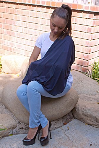 2 Pack Nursing Covers for Breastfeeding, Soft Infinity Scarf Shawl Cover Up - Lightweight, Breathable Privacy Nursing Wrap (Navy Blue & Black)