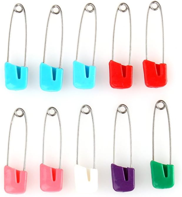 10 Pieces Diaper Pin, Diaper Pins with Locking Closures Craft Sewing Safety Pins Hold Locking Baby Kids Dress Cloth Nappy Diaper