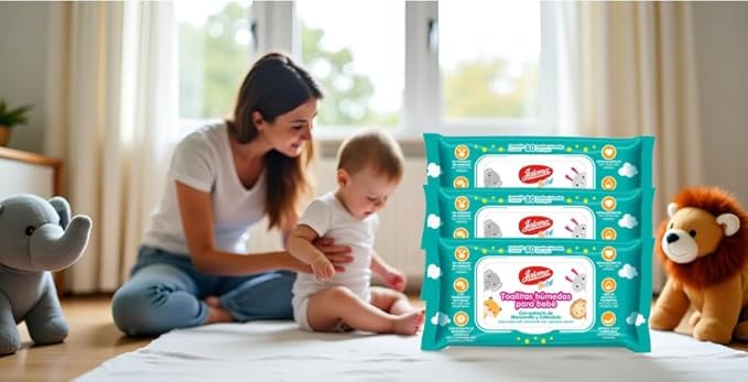 JALOMA Baby Wipes with Chamomile and Calendula Extract, Hypoallergenic and Paraben Free, 3-Pack of 80 Wet Wipes (240 Count)
