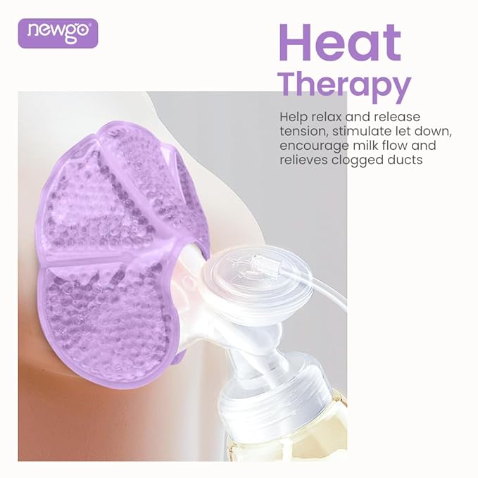NEWGO Breast Ice Pack 2 Pack Gel Ice Pack for Breast Surgery, Reusable Nursing Ice Pack Hot or Cold Therapy Breast Pad for Breastfeeding, Engorgement Relief (Purple)