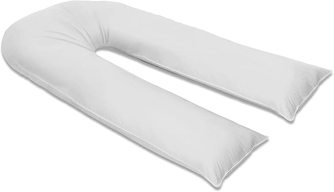 U Shaped Pillowcase Cover Pregnancy Maternity Nursing Full Body Pillowcase Cover (White, 9FT U Pillowcase Cover Only)