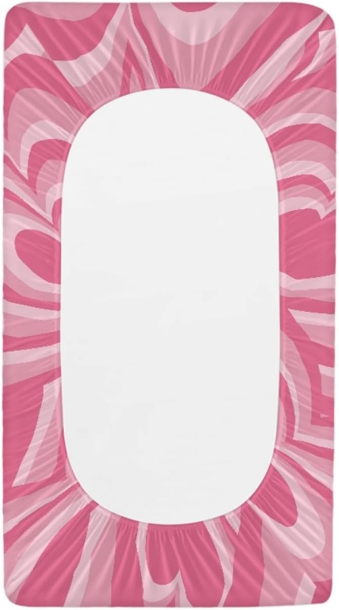 Changing Pad Cover for Baby Girls Boys, Pink Heart Swirl Comfort Diaper Change Table Pad Covers, Soft Breathable Changing Pad Sheets