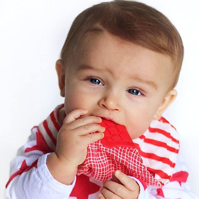 Nuby 2Piece Muslin Bandana Bib with Teether, Colors May Vary, 2 Count (Pack of 1)
