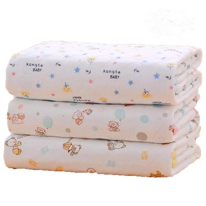 3pcs Pack Monvecle Baby Infant Cotton Waterproof Changing Pads Washable Resuable Diapers Liners Mats (3 Colors Pack-28"x20")