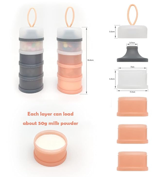 Baby Formula Dispenser, Formula Container, Portable Milk Powder Dispenser Container, Baby Feeding Travel Storage Container, Non-Spill Stackable Baby Snack Storage Container, BPA Free, 2 Packs
