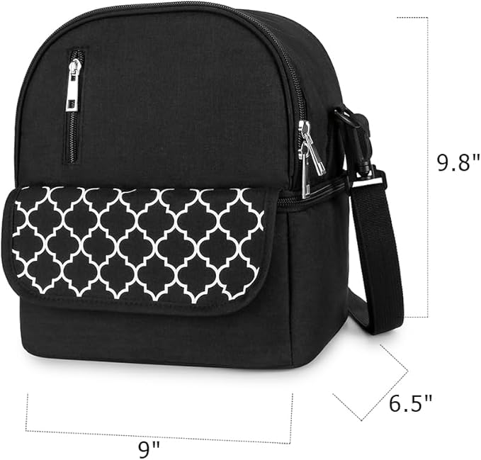 Breast Pump Bag - Small Size Cooler and Moistureproof Backpack Double Layer for Mother Baby Bottle Breast Milk Pump Outdoor Working Backpack Lunch Bag (Black)