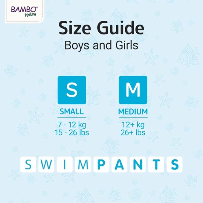 Bambo Nature Hypoallergenic Swim Pants, Eco-Labeled Swim Diapers, Double Leak Barriers - Medium (120 Count)