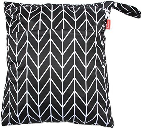 Damero 3pcs Travel Wet and Dry Bag with Handle for Cloth Diaper, Pumping Parts, Clothes, Swimsuit and More, Easy to Grab and Go, Black Arrows