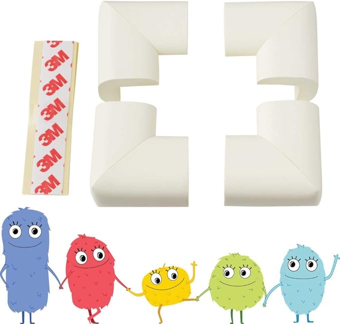 Toddleroo by North States Foam Corner Protectors. Safeguard Sharp Corners for Home Safety with Impact Absorbing Foam Protectors. Baby Proofing with Confidence (8-Pack, White)
