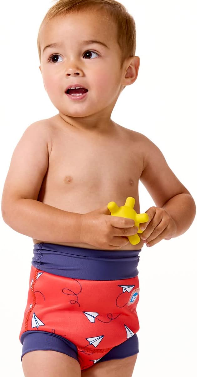 Splash About Happy Nappy Reusable Swim Diaper, Paper Planes Red, 2-3 Years