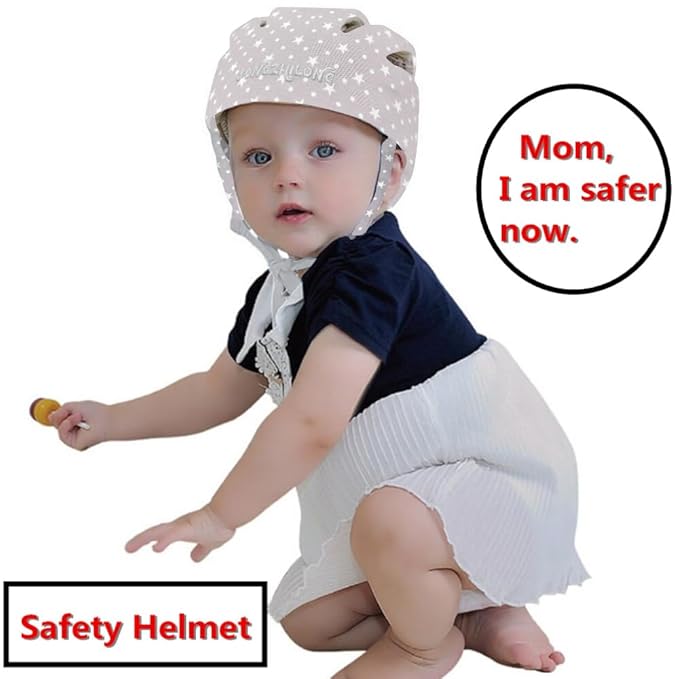Adjustable Baby Head Protector, Baby Helmets for Crawling Walking Lightweight Safety Infant Helmet Jumping Running Breathable Hat Infant Essentials Toddler Helmets 6-24 Months (Star Gray)