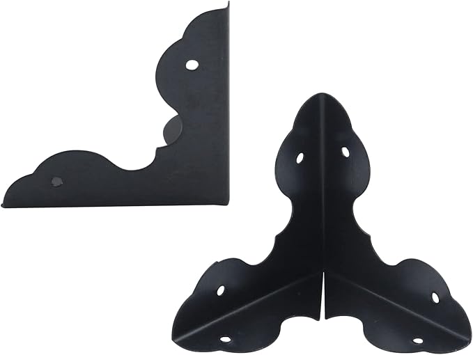 Antrader 24Pcs Case Box Corners Triangle Metal Cabinet Corner Protector Edge Safety Guard for Furniture Decor 1-1/4" x 1-1/4", Black