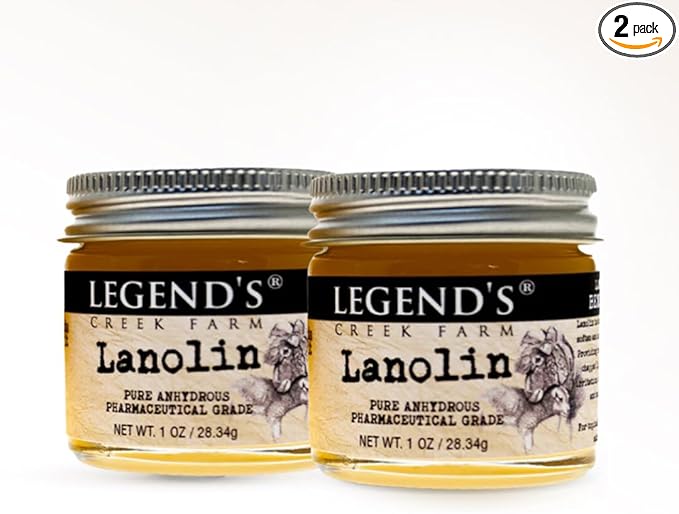 Legend's Creek Farm Nipple Balm - 100% Unadulterated Anhydrous Lanolin Cream for Chapped Skin & Irritations - 1oz. Organic Healing Balm Handmade in USA (Pack of 2)
