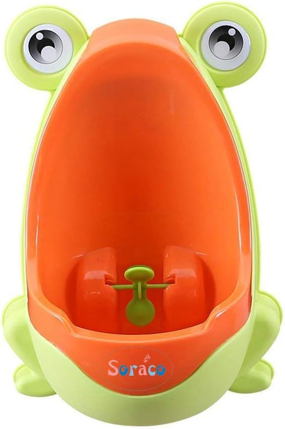 Soraco Frog Potty Training Urinal for Toddler Boys with Funny Aiming Target, Cute Frog Pee Training (Yellow)
