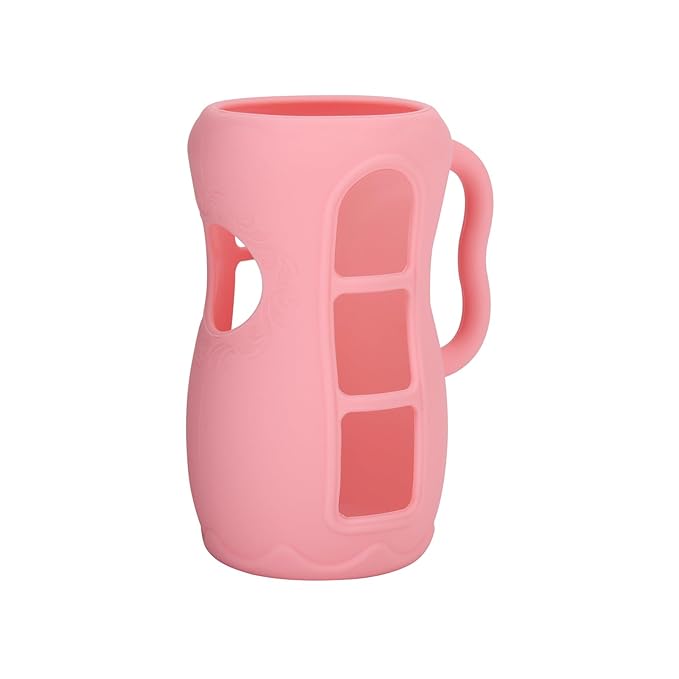 Silicone Sleeves with Handles for Avent Natural Glass Baby Bottle, Compatible with Philips Avent Anti Colic Baby Bottles 8 oz, Anti Breakage Baby Bottle Holder Cover, Sleeve Only, Pink