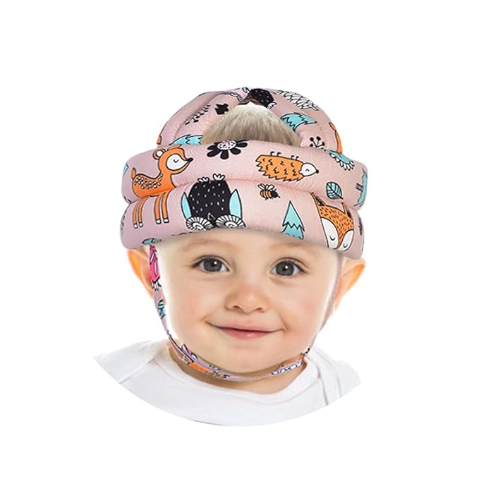 Baby Adjustable Helmet, Lightweight and Soft, Great for Baby Learning to Walk and Crawl. Forest,Pink