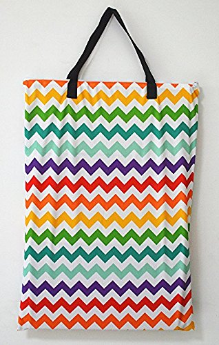 JOBEBE Large Hanging Wet/Dry Cloth Diaper Pail Bag for Reusable Diapers or Laundry (Rainbow Chevron)