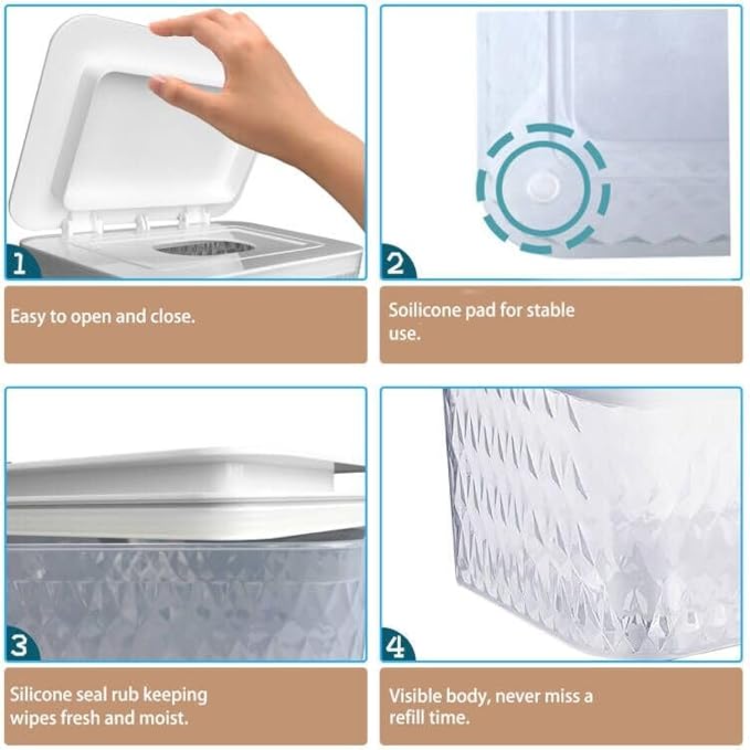 Baby Wipes Dispenser Wipe Holder - Larger Capacity Wet Wipe Dispenser Box Wipes Container for Bathroom Keep Wipes Moist and Fresh