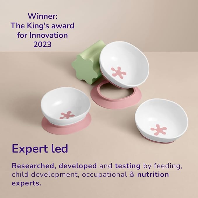 doddl 2-in-1 Baby & Toddler Suction Bowl with Removable Base, Converts to Non-Slip Self Feeding Dish, BPA & Toxin Free, Ergonomic High Back Oval Design, Dishwasher Safe, 6–48 Months (Dusky Rose)