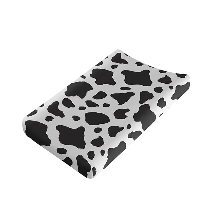 ZDCUSTOM Milk Cow Changing Pad Cover Super Soft Baby Diaper Changing Table Cover Breathable Changing Table Sheet Diaper Changing Pad Cover for Baby Boys Girls