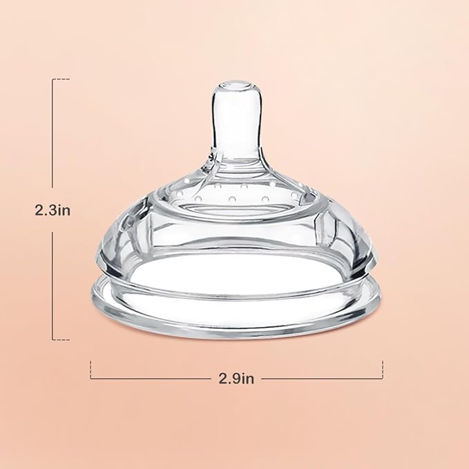 Haakaa Gen.3 Silicone Anti-Colic Baby Bottle Nipples - 100% Silicone Teat for Baby Bottles, Slow Flow, 0m+, 2pcs
