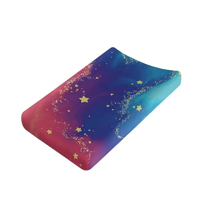 Stretchy Diaper Changing Table Cover, Snug and Soft Change Table Pad Covers Fit 16 * 32 Inches, Stars Tie Dye