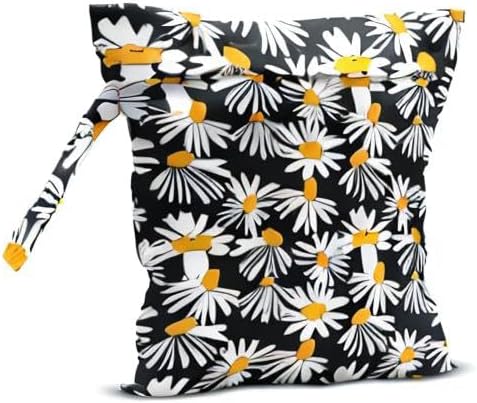 Wet Bag, Wet Dry Bag, Wet Bag for Swimsuit, Travel, Beach, Pool, Diapers, Dirty Yoga Gym Clothes, Toiletries, Makeup Bag, Waterproof Reusable Cute Daisy Floral Flower