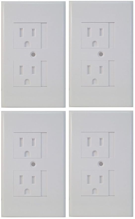 4 Pack Mommy's Helper Safe Plate Sliding Safety Outlet Cover 1 or 2 Screws (Std 4, White)