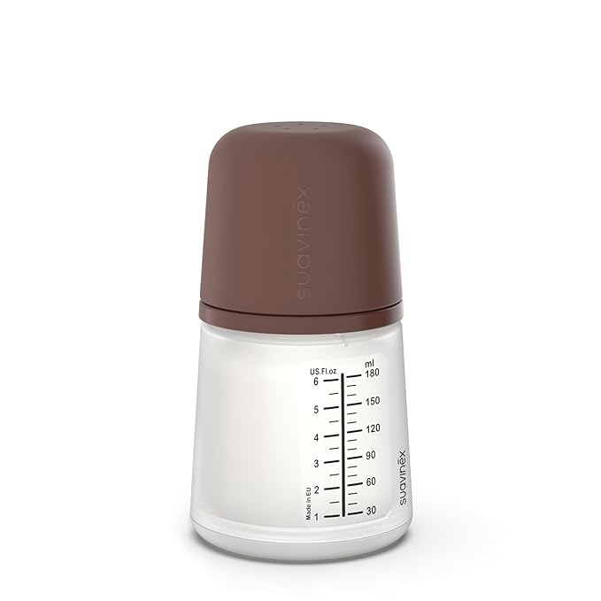 Suavinex Zero Zero Anti Colic Baby Bottle, No 1 Spanish Baby Bottle Brand, Minimizes Bottle Rejection & Nipple Confusion, Perfect for Breastfeeding Babies, 6oz/180mL, Deep Tone, Adaptable Flow Nipple