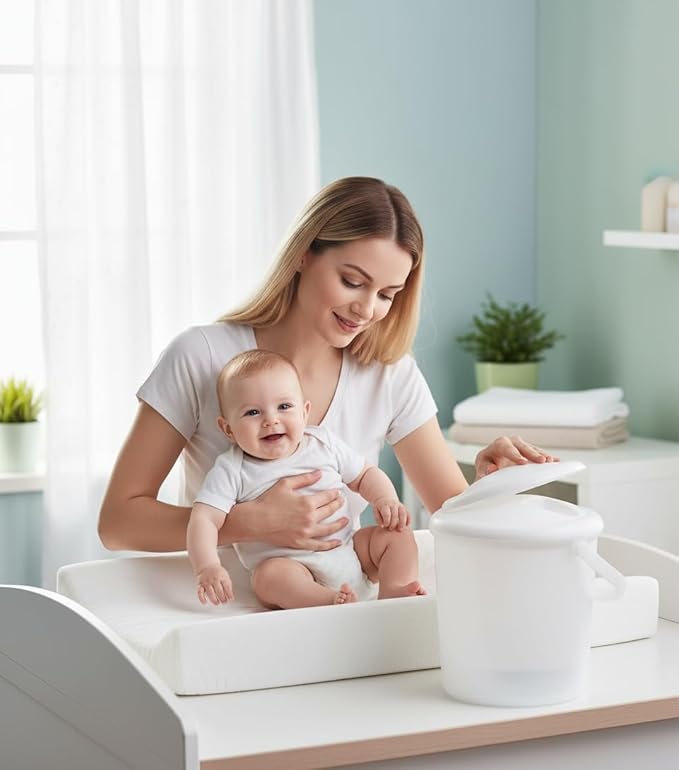 Rotho Babydesign Nappy Pail, 10L, from 0 Months, Bella Bambina, White, 200210001