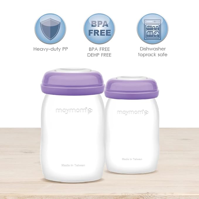 Maymom Storage Bottles Compatible with Lansinoh Pumps, Widemouth Version; Replace or Compatible with Laninoh Momma Bottles; 8 ct, 5oz